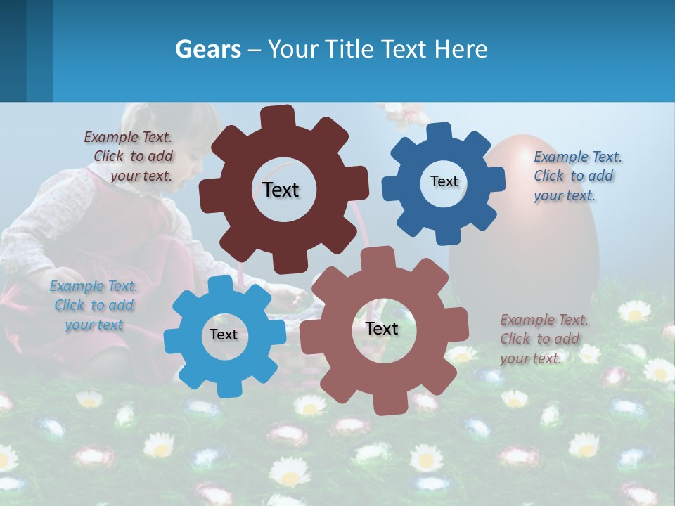 A Little Girl Sitting In The Grass With A Basket Of Eggs PowerPoint Template