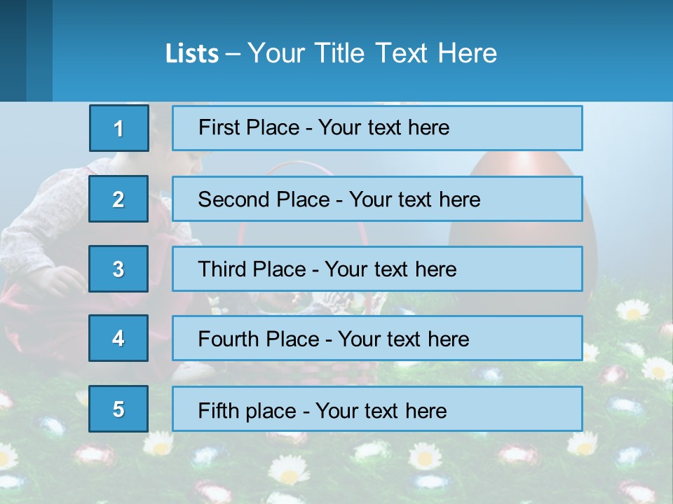 A Little Girl Sitting In The Grass With A Basket Of Eggs PowerPoint Template