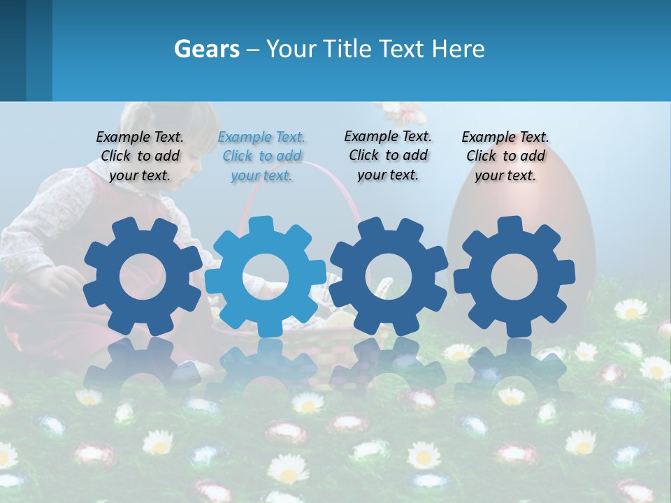 A Little Girl Sitting In The Grass With A Basket Of Eggs PowerPoint Template