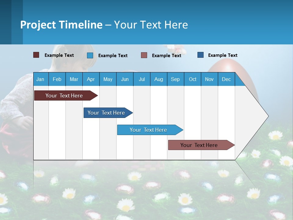 A Little Girl Sitting In The Grass With A Basket Of Eggs PowerPoint Template