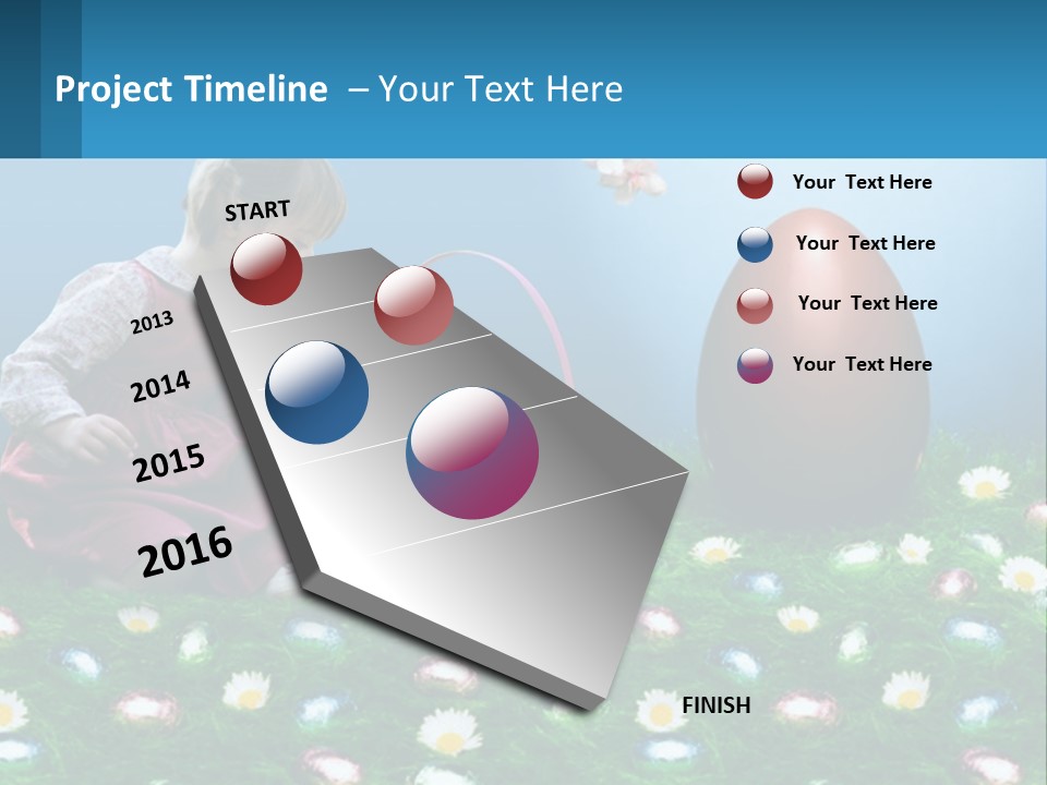 A Little Girl Sitting In The Grass With A Basket Of Eggs PowerPoint Template