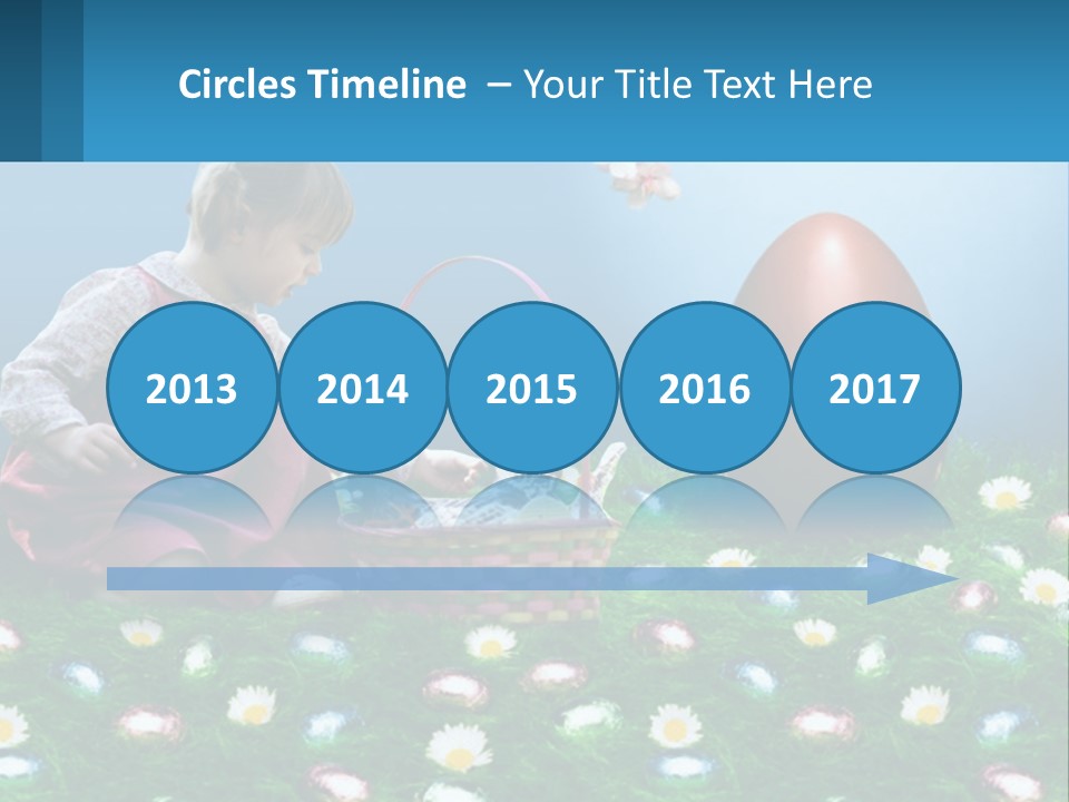 A Little Girl Sitting In The Grass With A Basket Of Eggs PowerPoint Template