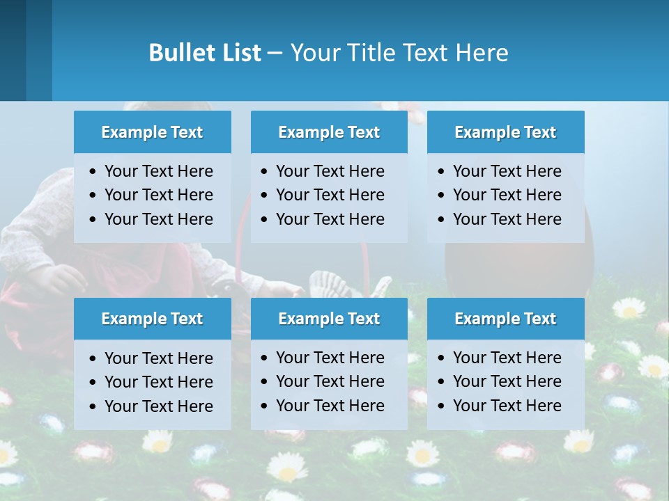 A Little Girl Sitting In The Grass With A Basket Of Eggs PowerPoint Template