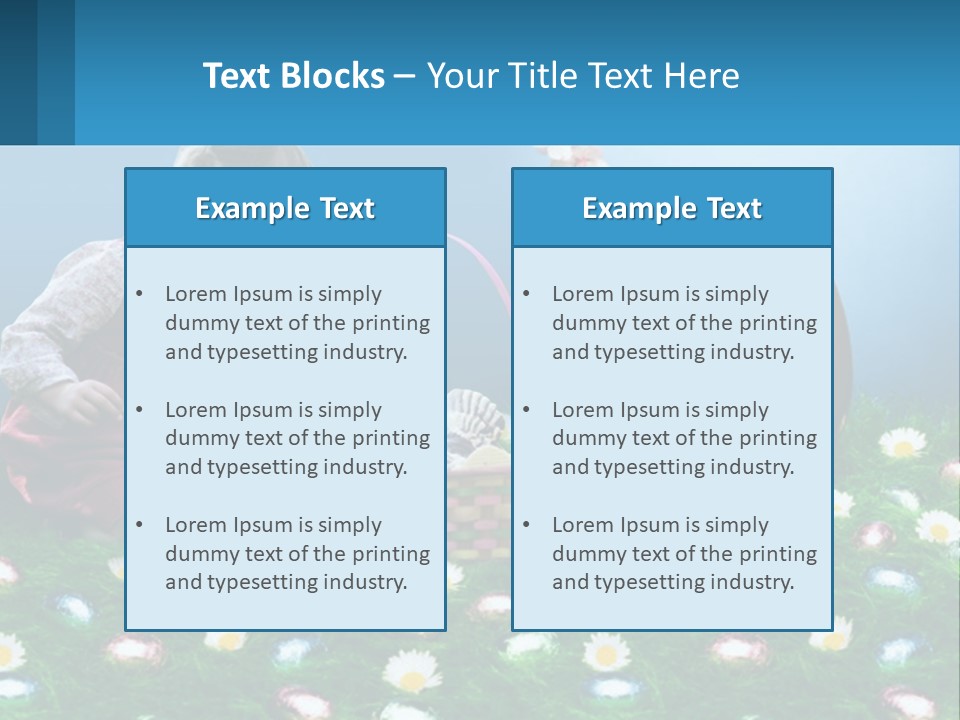A Little Girl Sitting In The Grass With A Basket Of Eggs PowerPoint Template
