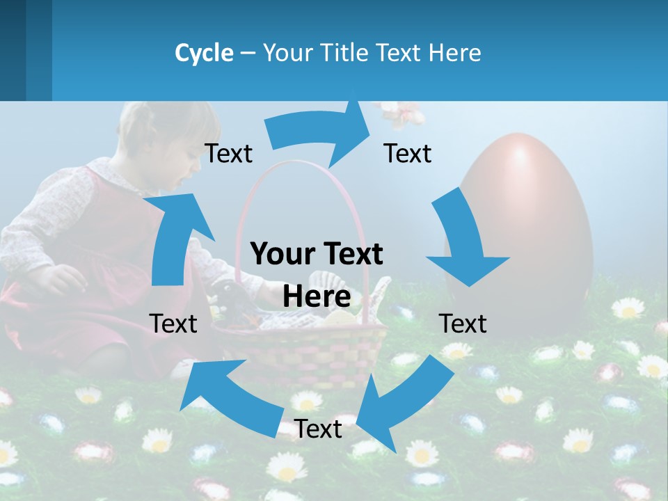 A Little Girl Sitting In The Grass With A Basket Of Eggs PowerPoint Template