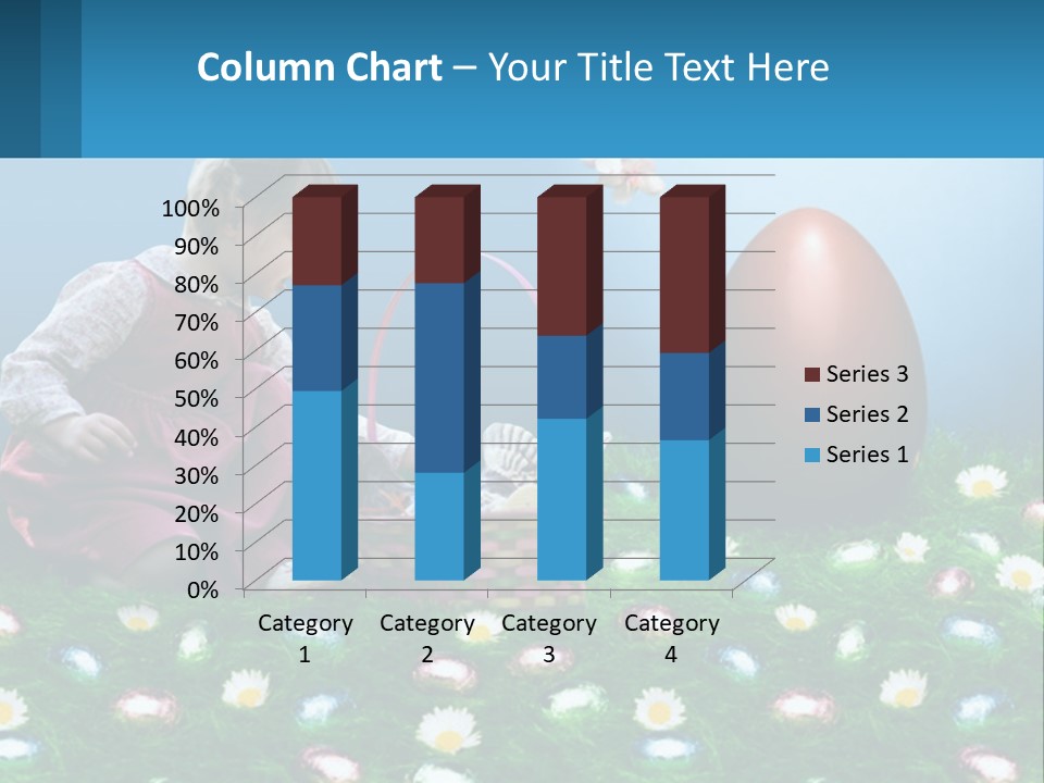 A Little Girl Sitting In The Grass With A Basket Of Eggs PowerPoint Template