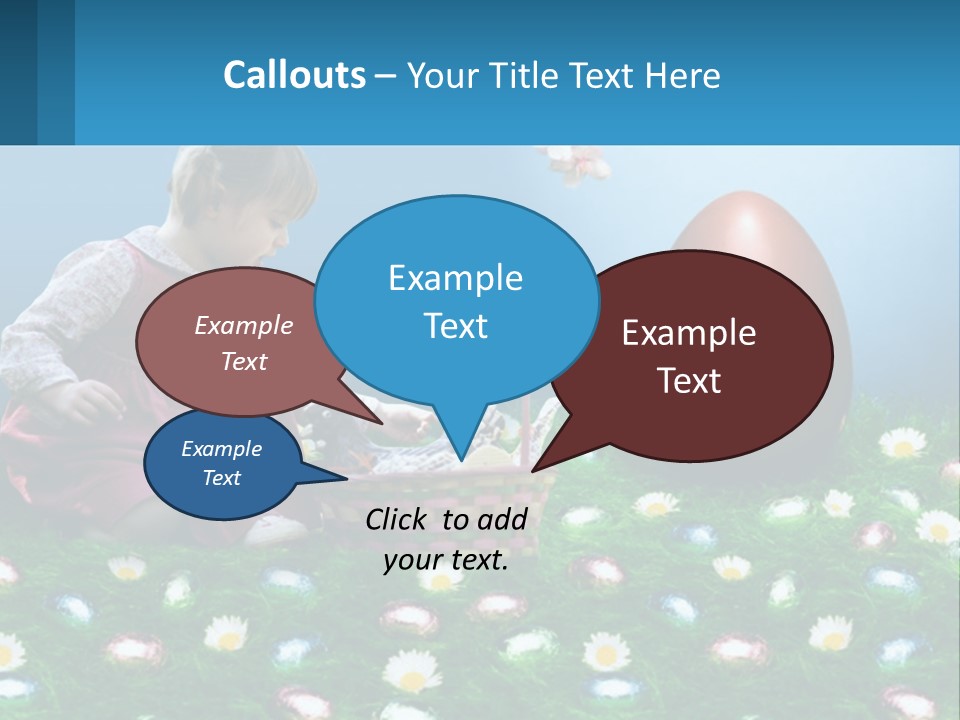 A Little Girl Sitting In The Grass With A Basket Of Eggs PowerPoint Template