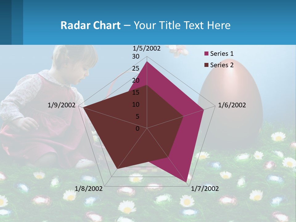 A Little Girl Sitting In The Grass With A Basket Of Eggs PowerPoint Template