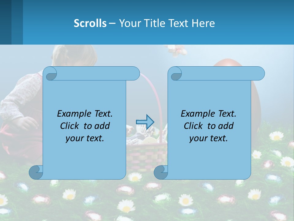 A Little Girl Sitting In The Grass With A Basket Of Eggs PowerPoint Template