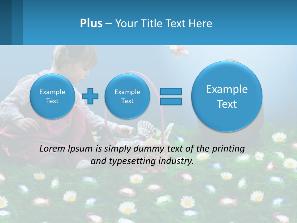 A Little Girl Sitting In The Grass With A Basket Of Eggs PowerPoint Template