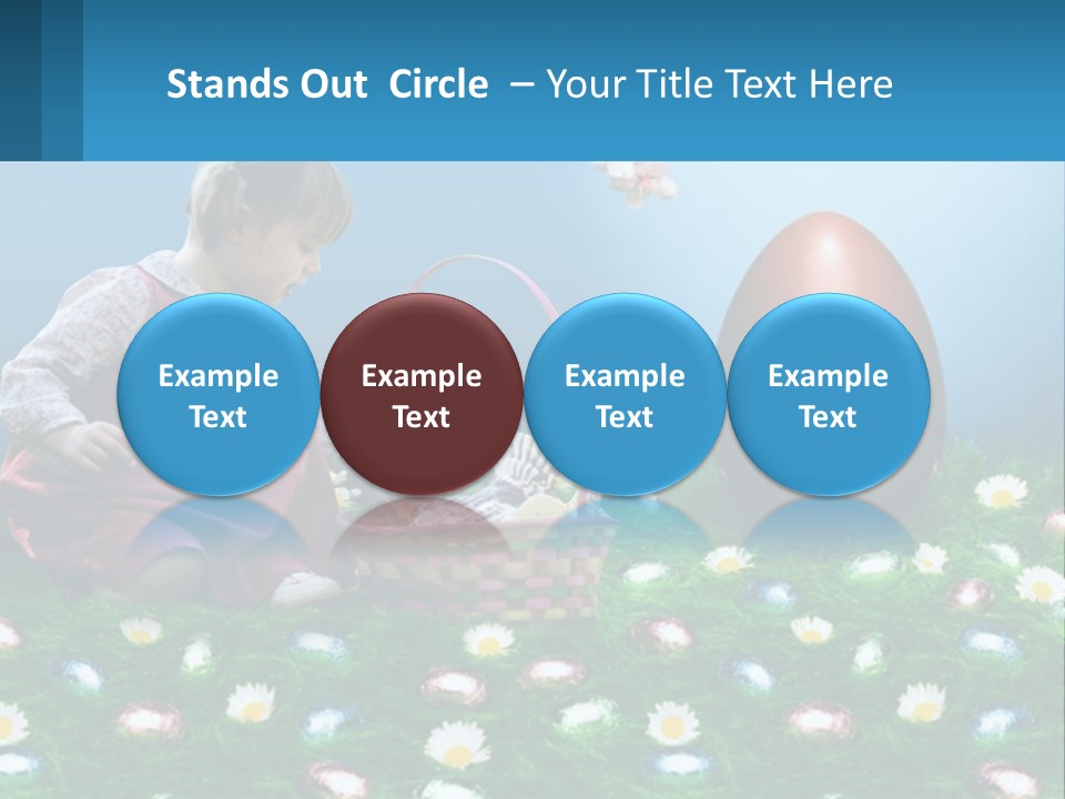 A Little Girl Sitting In The Grass With A Basket Of Eggs PowerPoint Template