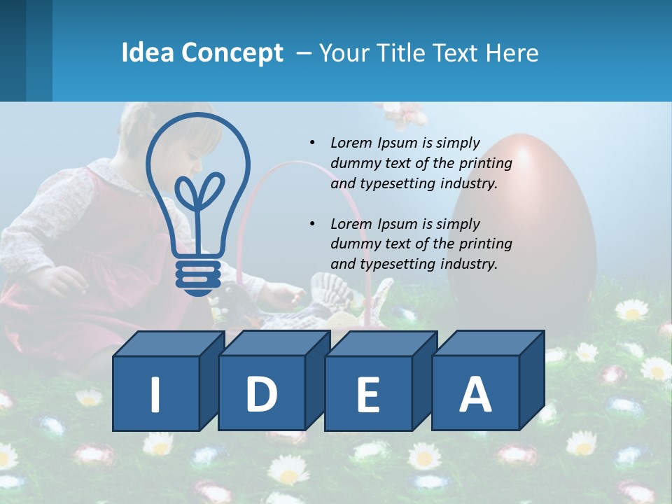 A Little Girl Sitting In The Grass With A Basket Of Eggs PowerPoint Template