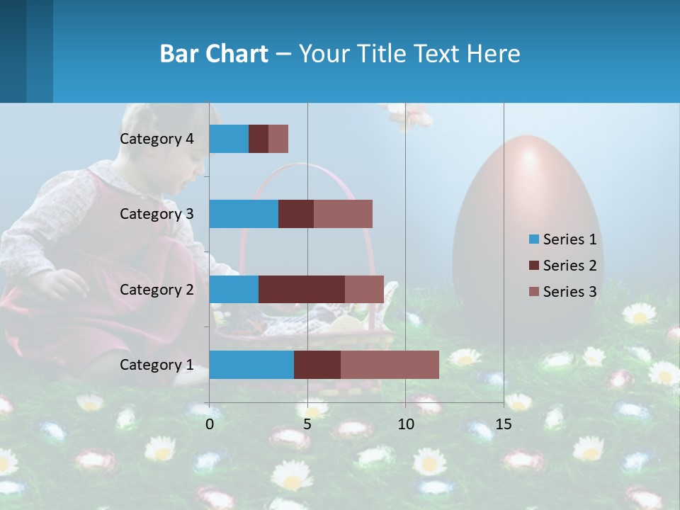 A Little Girl Sitting In The Grass With A Basket Of Eggs PowerPoint Template