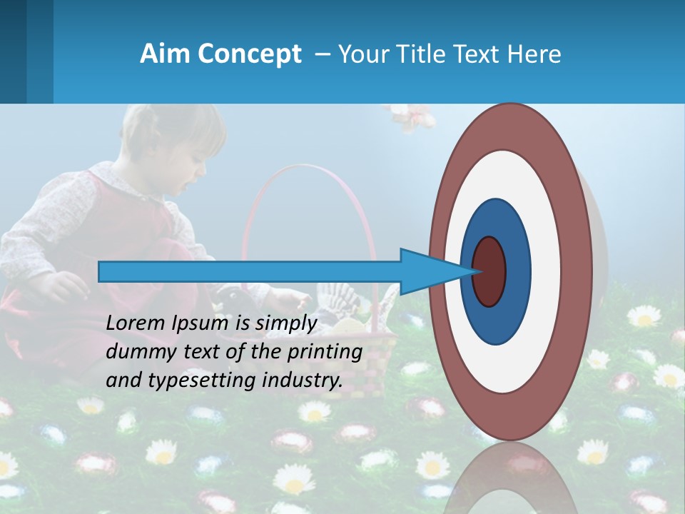 A Little Girl Sitting In The Grass With A Basket Of Eggs PowerPoint Template