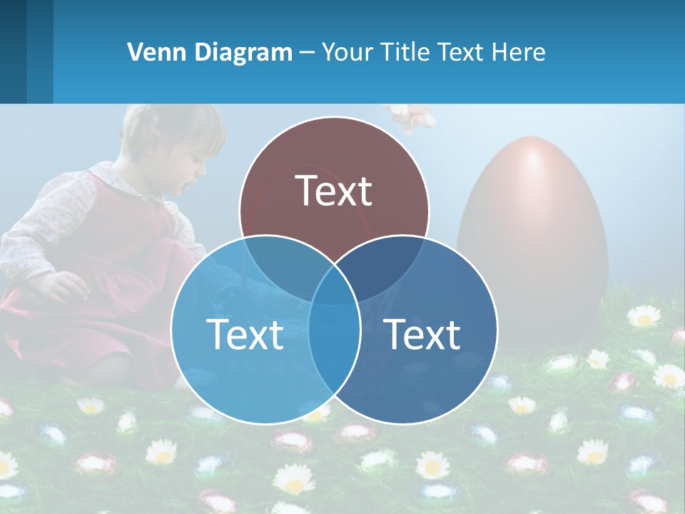 A Little Girl Sitting In The Grass With A Basket Of Eggs PowerPoint Template