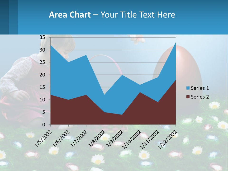 A Little Girl Sitting In The Grass With A Basket Of Eggs PowerPoint Template