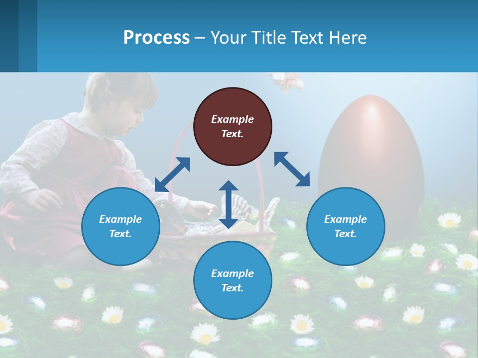 A Little Girl Sitting In The Grass With A Basket Of Eggs PowerPoint Template