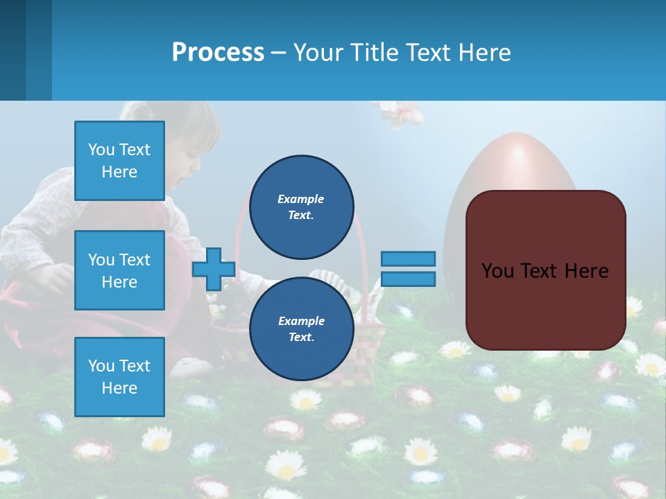 A Little Girl Sitting In The Grass With A Basket Of Eggs PowerPoint Template