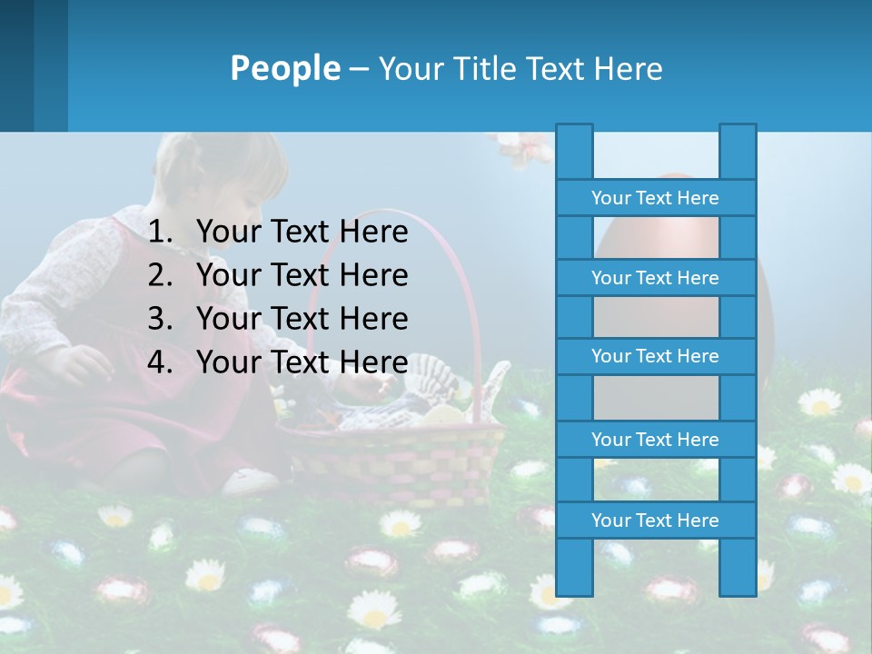 A Little Girl Sitting In The Grass With A Basket Of Eggs PowerPoint Template