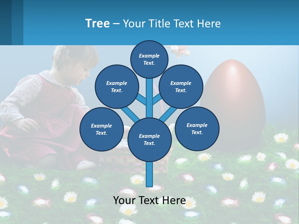 A Little Girl Sitting In The Grass With A Basket Of Eggs PowerPoint Template