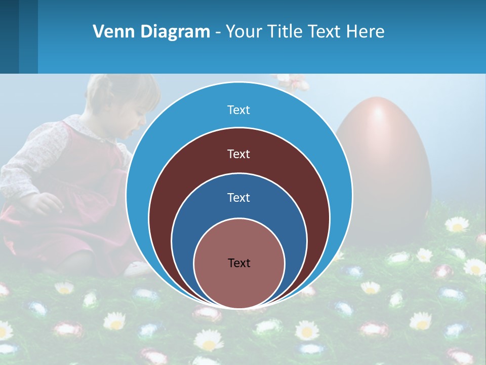 A Little Girl Sitting In The Grass With A Basket Of Eggs PowerPoint Template