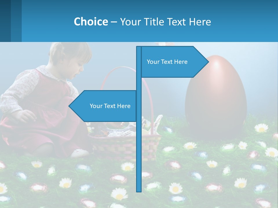 A Little Girl Sitting In The Grass With A Basket Of Eggs PowerPoint Template