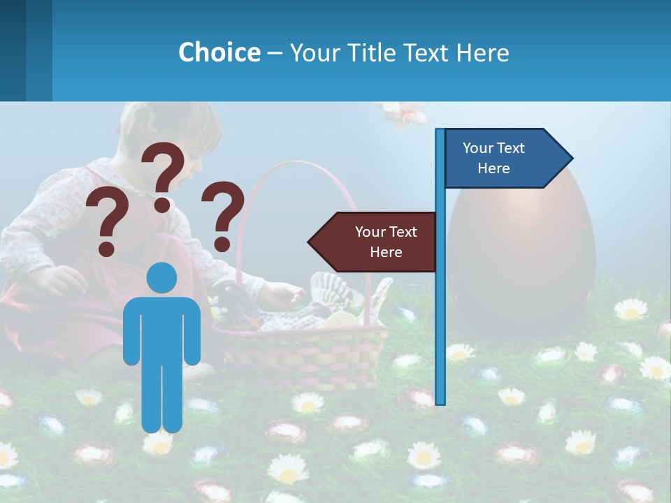 A Little Girl Sitting In The Grass With A Basket Of Eggs PowerPoint Template