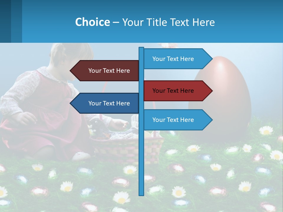 A Little Girl Sitting In The Grass With A Basket Of Eggs PowerPoint Template