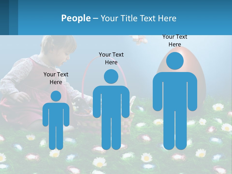 A Little Girl Sitting In The Grass With A Basket Of Eggs PowerPoint Template