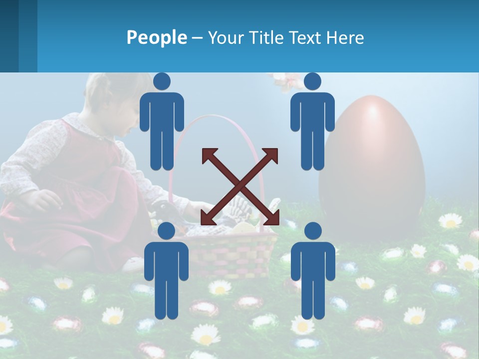 A Little Girl Sitting In The Grass With A Basket Of Eggs PowerPoint Template