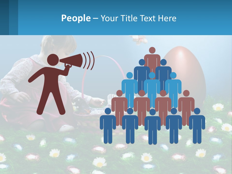 A Little Girl Sitting In The Grass With A Basket Of Eggs PowerPoint Template