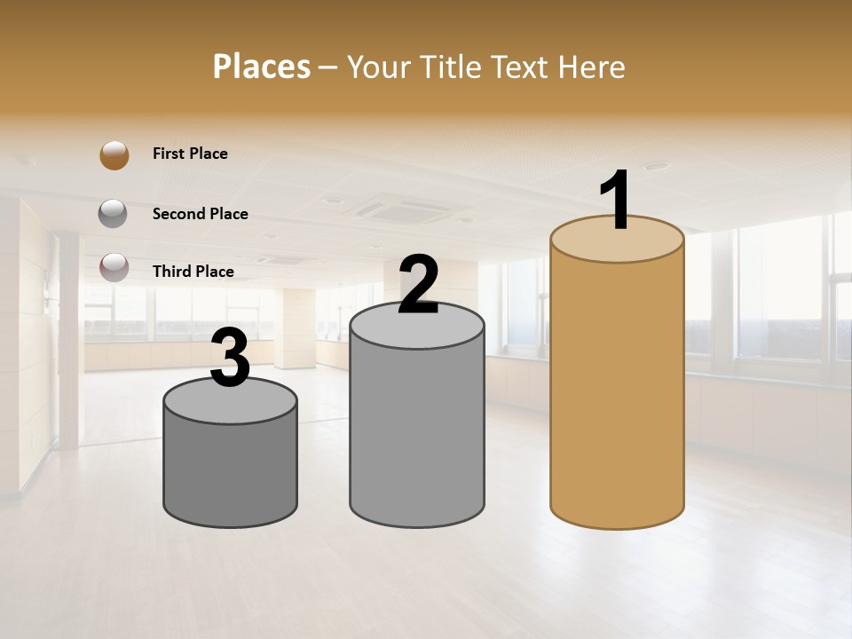 A Large Empty Room With A Lot Of Windows PowerPoint Template