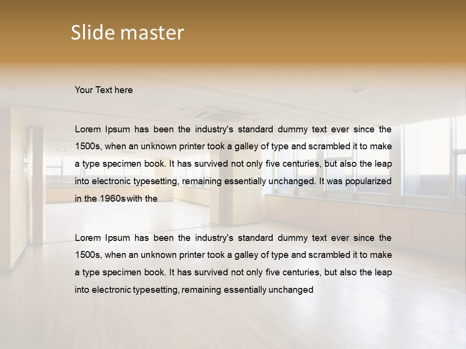 A Large Empty Room With A Lot Of Windows PowerPoint Template
