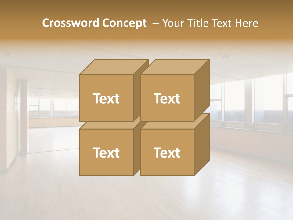 A Large Empty Room With A Lot Of Windows PowerPoint Template