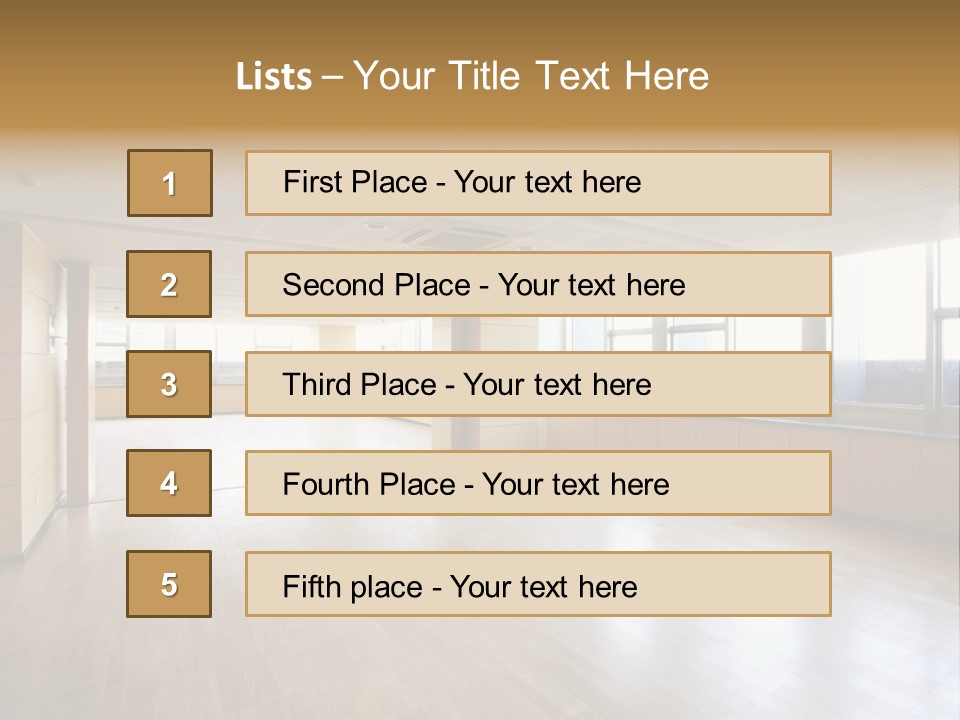 A Large Empty Room With A Lot Of Windows PowerPoint Template
