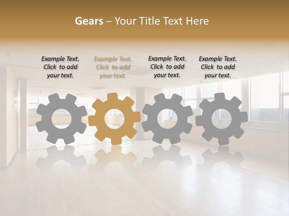 A Large Empty Room With A Lot Of Windows PowerPoint Template