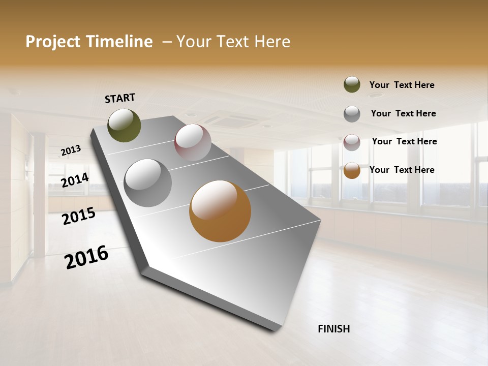 A Large Empty Room With A Lot Of Windows PowerPoint Template