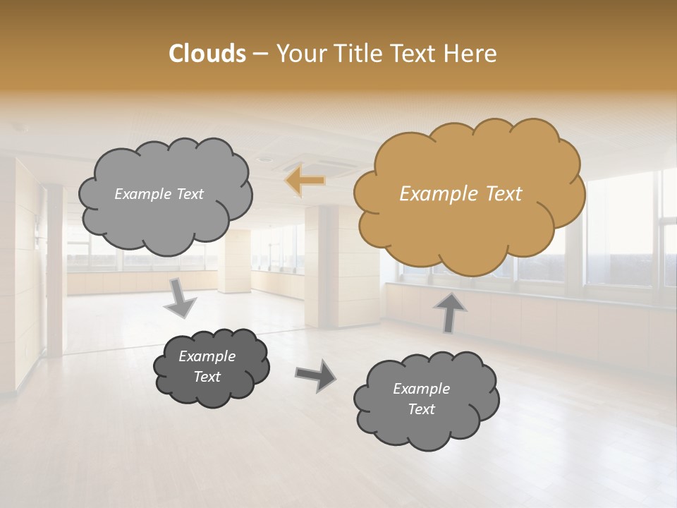 A Large Empty Room With A Lot Of Windows PowerPoint Template