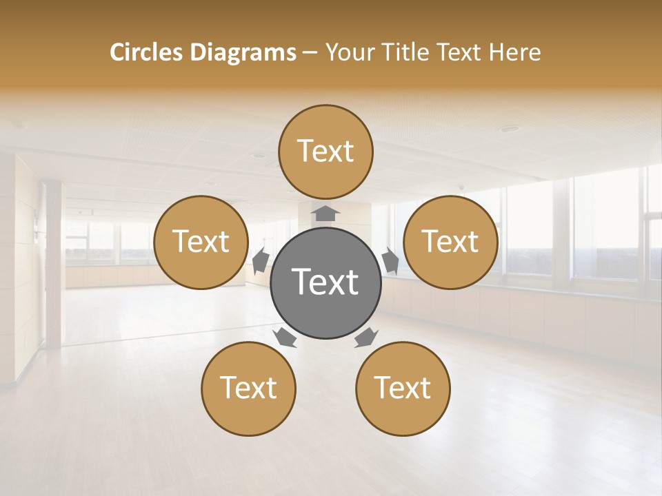 A Large Empty Room With A Lot Of Windows PowerPoint Template