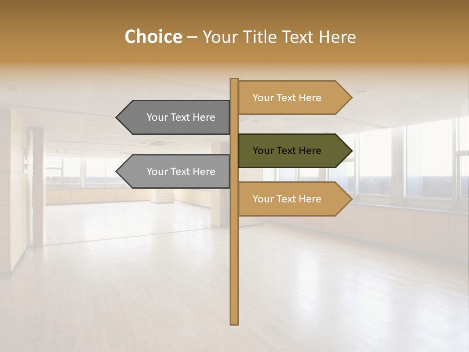 A Large Empty Room With A Lot Of Windows PowerPoint Template