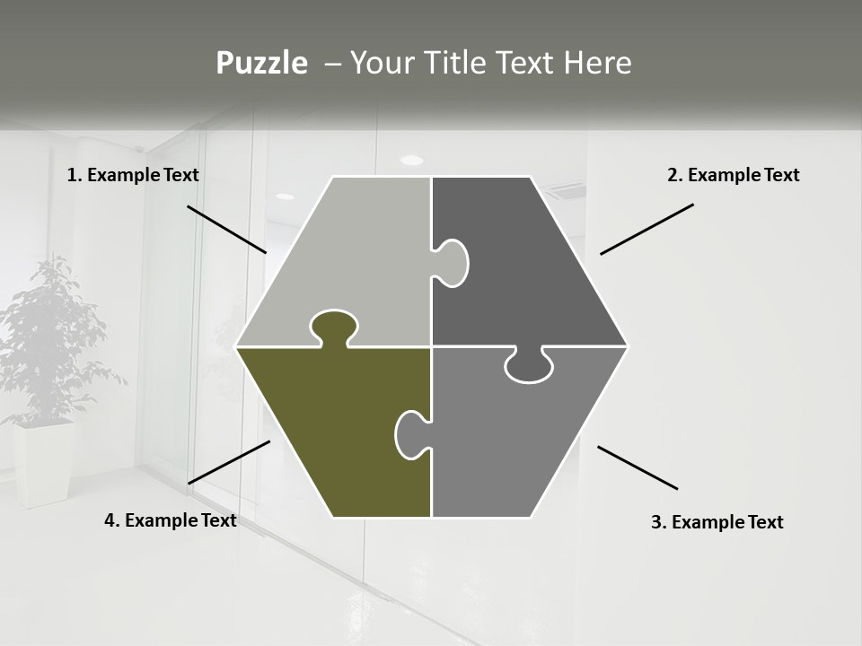 An Office With Glass Walls And A Plant In The Middle PowerPoint Template