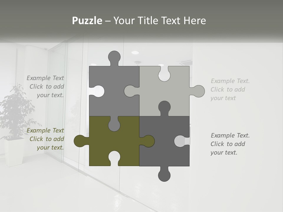 An Office With Glass Walls And A Plant In The Middle PowerPoint Template