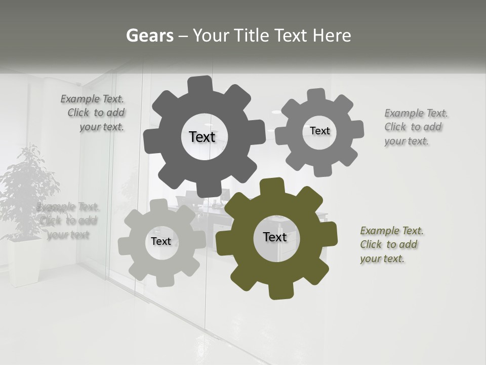 An Office With Glass Walls And A Plant In The Middle PowerPoint Template