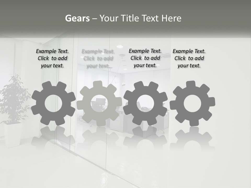 An Office With Glass Walls And A Plant In The Middle PowerPoint Template