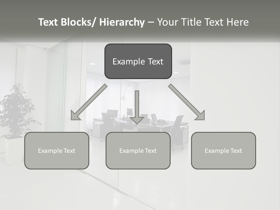 An Office With Glass Walls And A Plant In The Middle PowerPoint Template