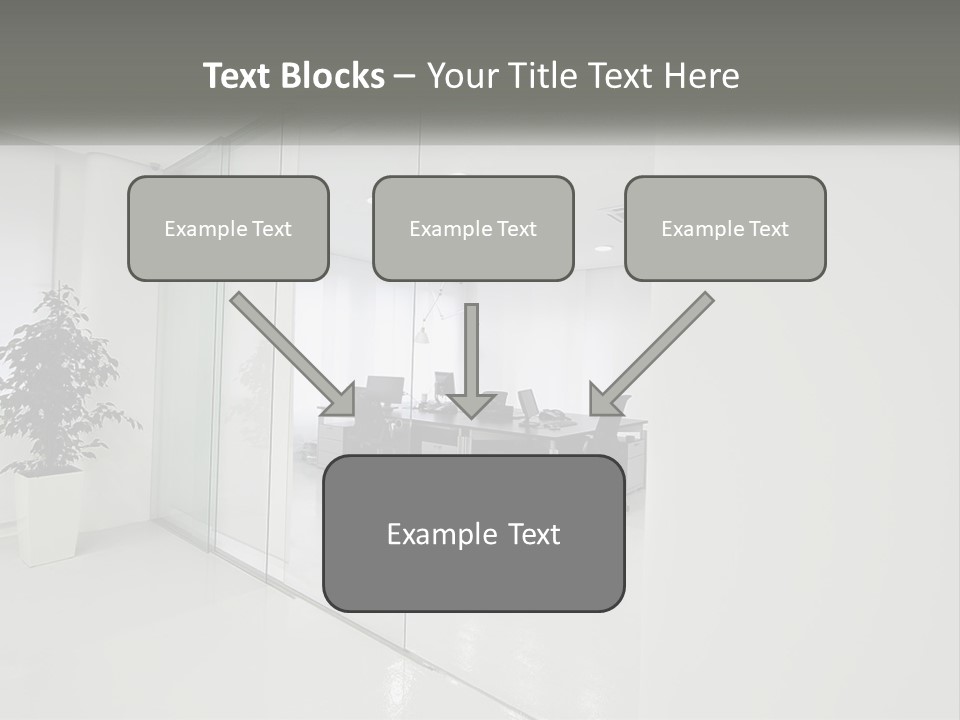 An Office With Glass Walls And A Plant In The Middle PowerPoint Template