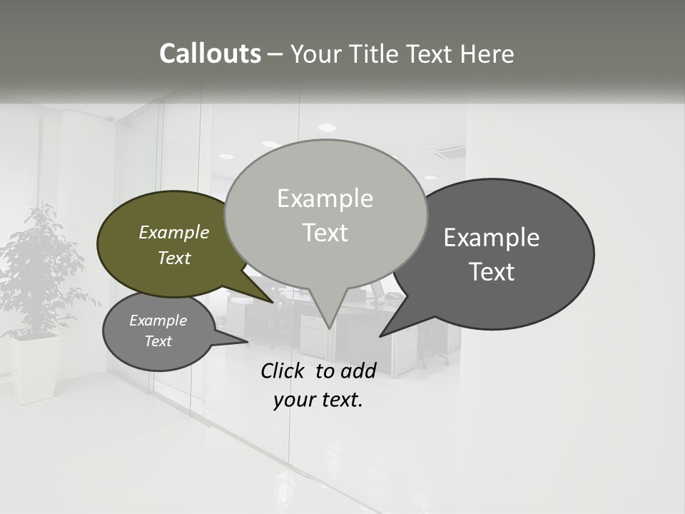 An Office With Glass Walls And A Plant In The Middle PowerPoint Template
