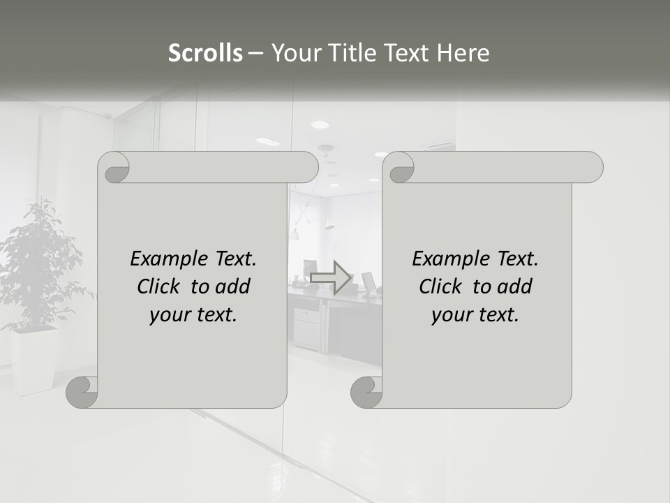 An Office With Glass Walls And A Plant In The Middle PowerPoint Template