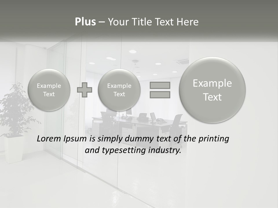 An Office With Glass Walls And A Plant In The Middle PowerPoint Template