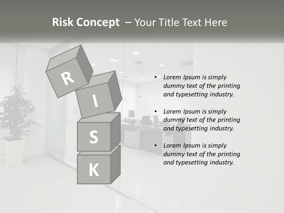 An Office With Glass Walls And A Plant In The Middle PowerPoint Template